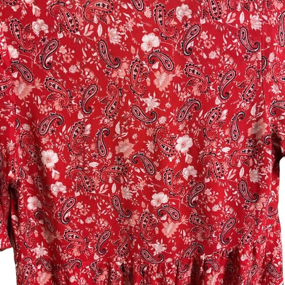 KNOX ROSE Blouse Women's Size S Red Multi-Floral Paisley Print Relaxed Fit Boho - Picture 9 of 10
